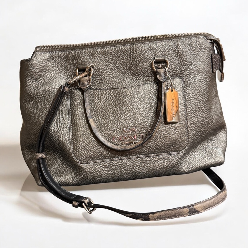 Coach Metallic Gray Leather Shoulder/ crossbody Emma Bag F38054